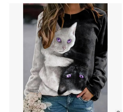 printed round neck pullover sweater, view 5 - MRSLM