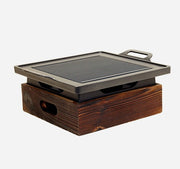 wooden base korean grill baking pan, view 6 - MRSLM