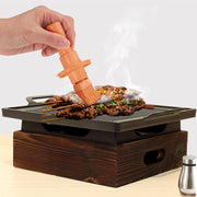 wooden base korean grill baking pan, view 2 - MRSLM