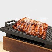 wooden base korean grill baking pan, view 3 - MRSLM