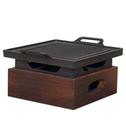 wooden base korean grill baking pan, view 4 - MRSLM