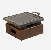wooden base korean grill baking pan, view 5 - MRSLM