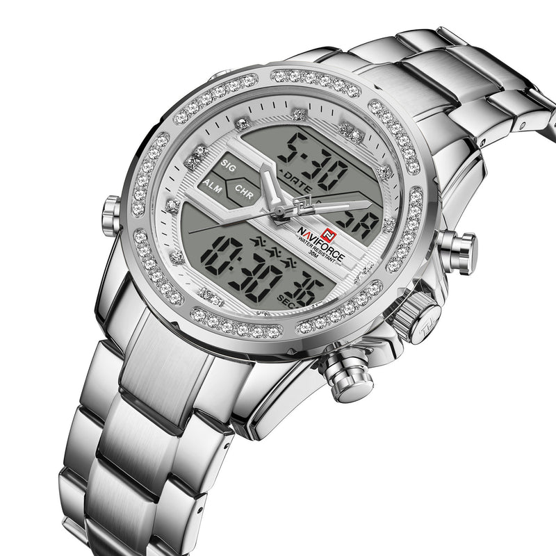 Men's steel quartz sports watch, view 3 - MRSLM