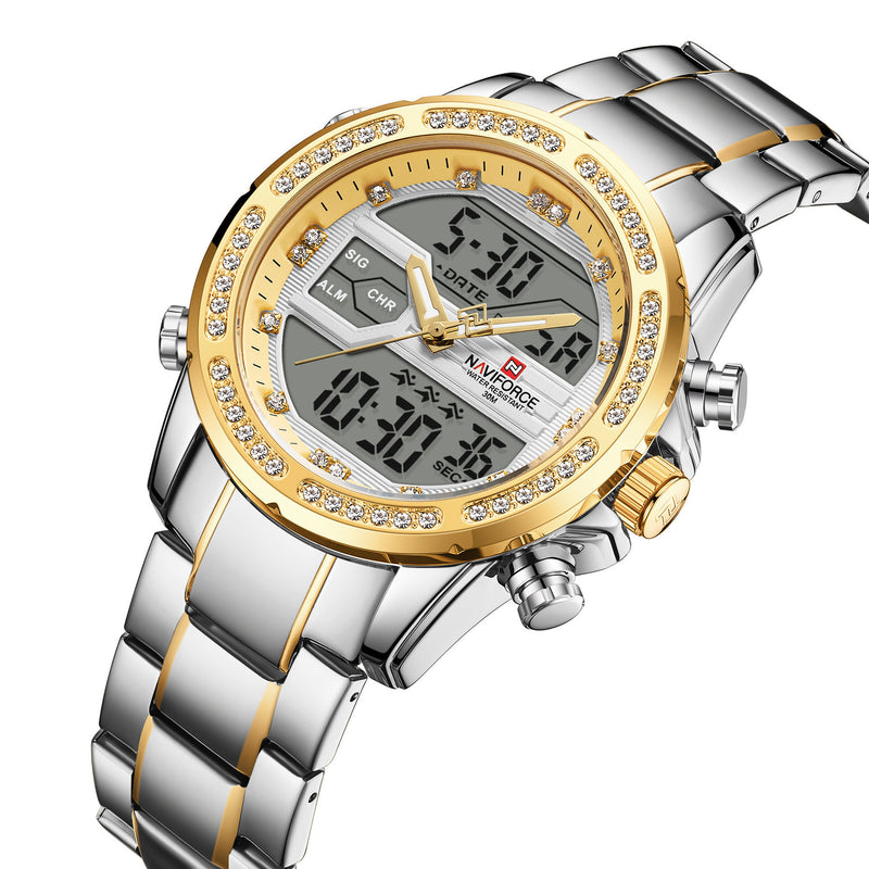 Men's steel quartz sports watch, view 6 - MRSLM