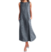 casual striped sleeveless maxi dress, view 3 - MRSLM
