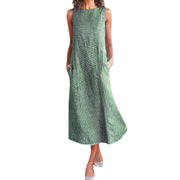 casual striped sleeveless maxi dress, view 9 - MRSLM