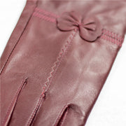 Women's sheepskin leather bow gloves, view 4 - MRSLM