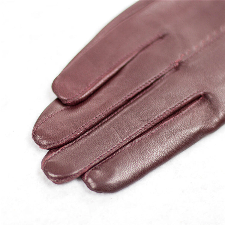 Women's sheepskin leather bow gloves, view 6 - MRSLM