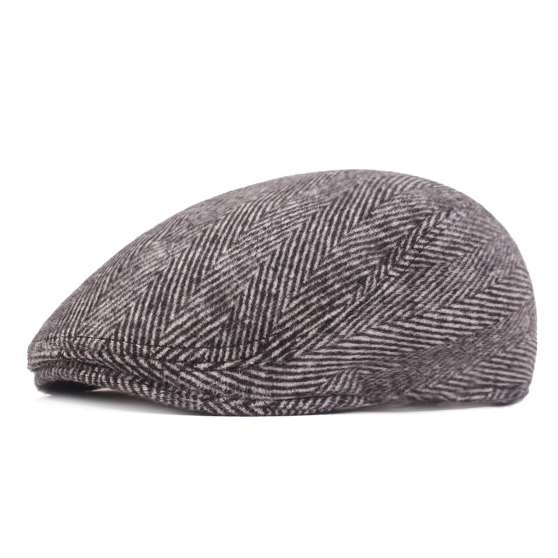 herringbone beret cap, view 2 - MRSLM