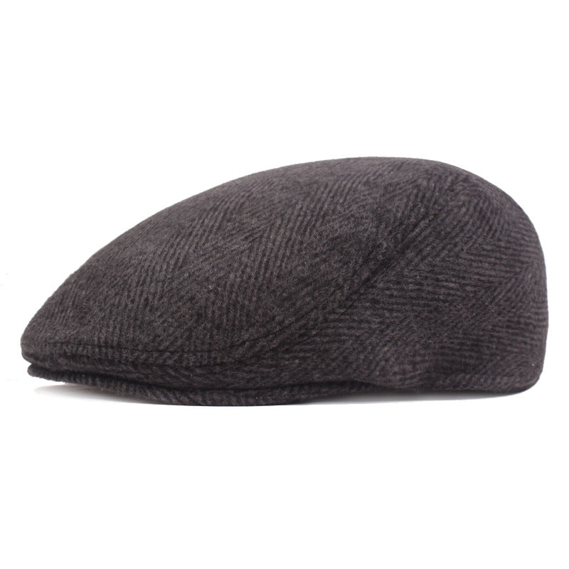herringbone beret cap, view 3 - MRSLM