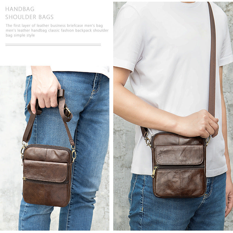 men's cowhide leather shoulder bag, view 4 - MRSLM
