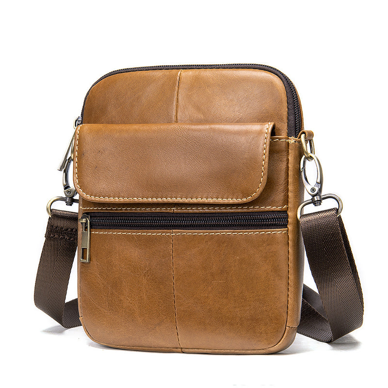 men's cowhide leather shoulder bag, view 3 - MRSLM