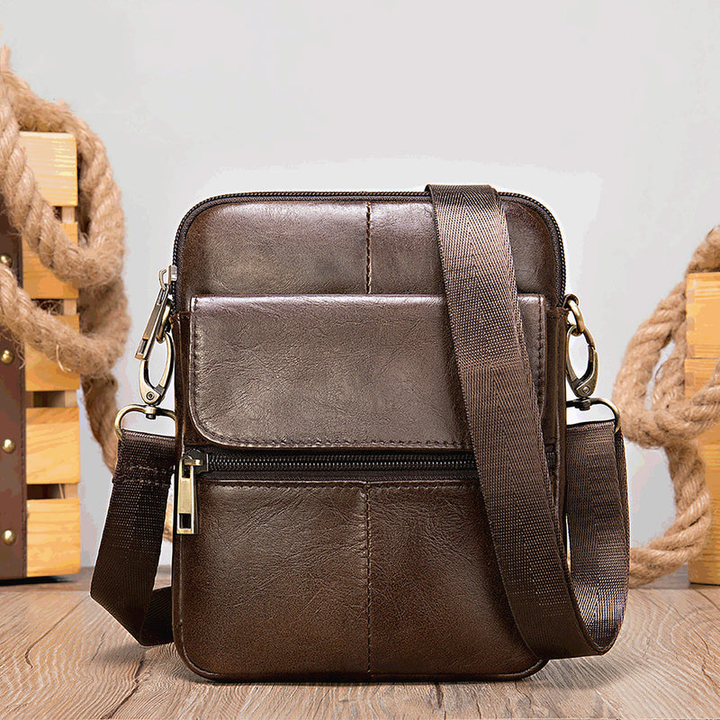 men's cowhide leather shoulder bag, view 5 - MRSLM