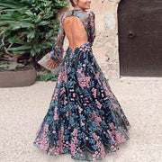 backless printed mid-waist dress, view 2 - MRSLM