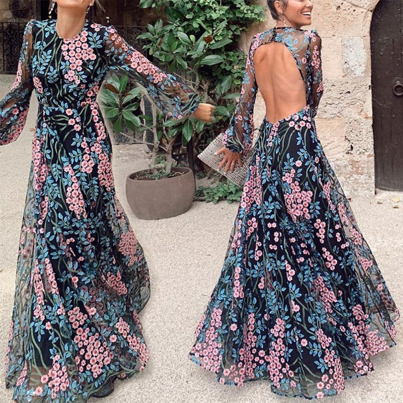 backless printed mid-waist dress, view 7 - MRSLM