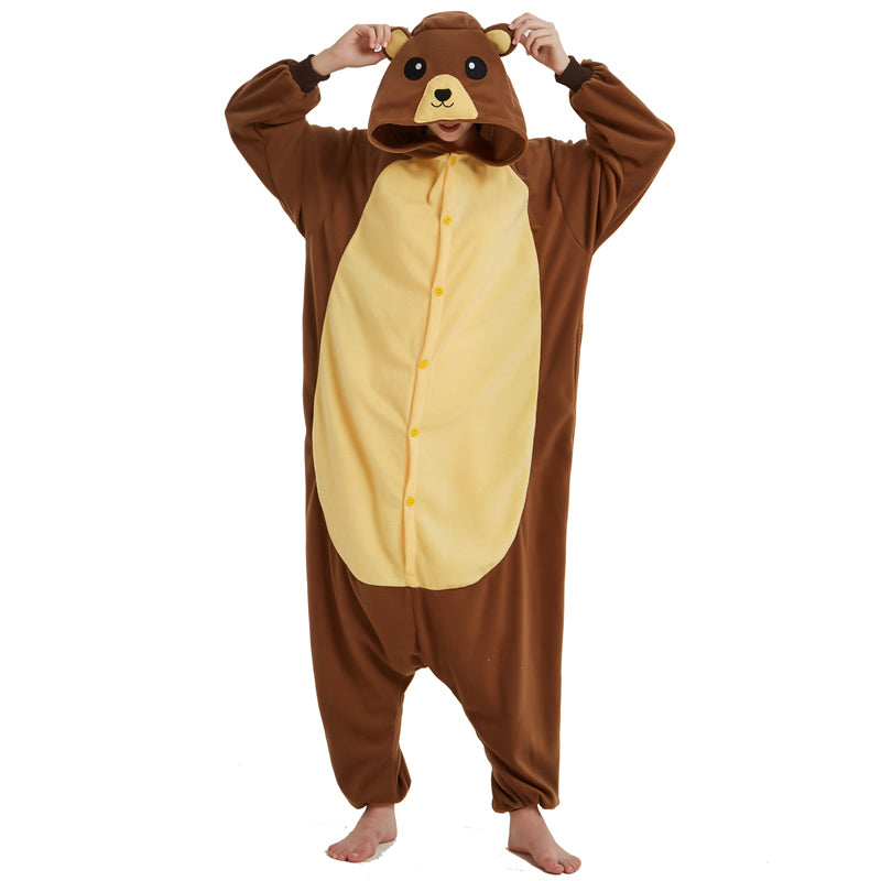 Animal hooded fleece onesie pajamas, view 4 - MRSLM