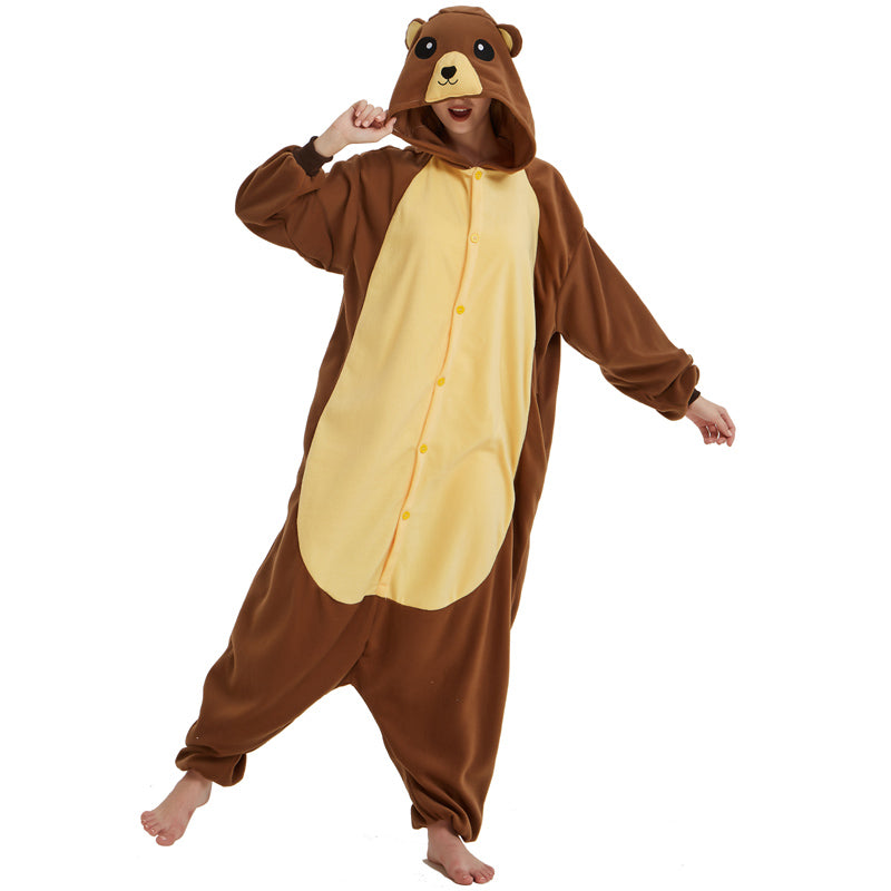 Animal hooded fleece onesie pajamas, view 5 - MRSLM
