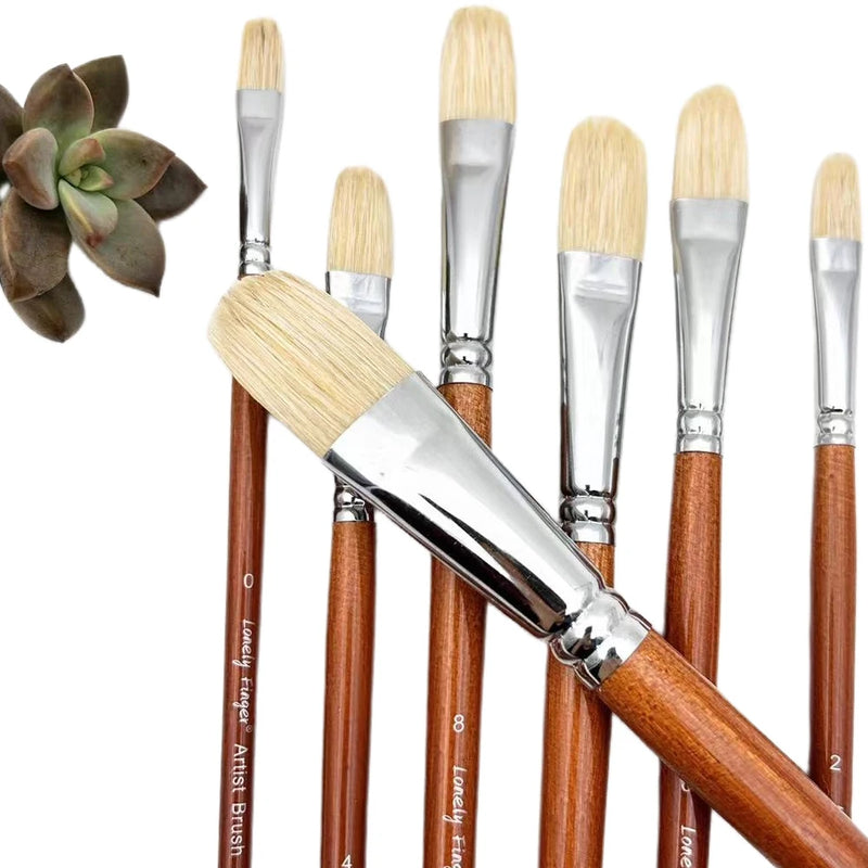 7-piece long handled bristle paint brush set, view 4 - MRSLM