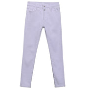 Women's slim white denim high waist jeans, view 2 - MRSLM