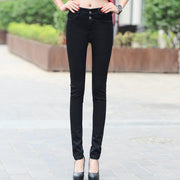 Women's slim white denim high waist jeans, view 5 - MRSLM