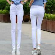 Women's slim white denim high waist jeans - MRSLM