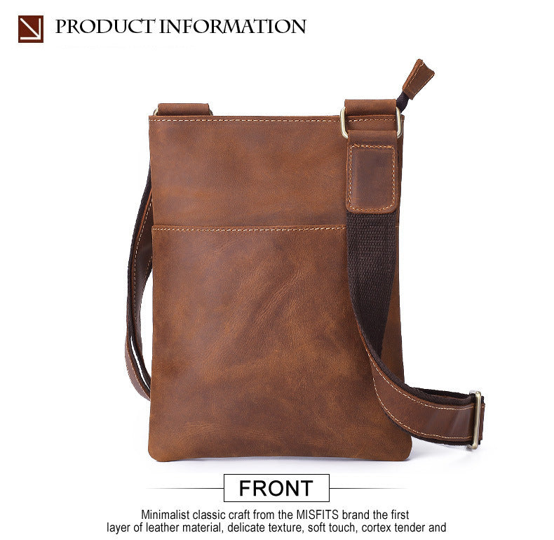 men's leather shoulder messenger bag, view 3 - MRSLM