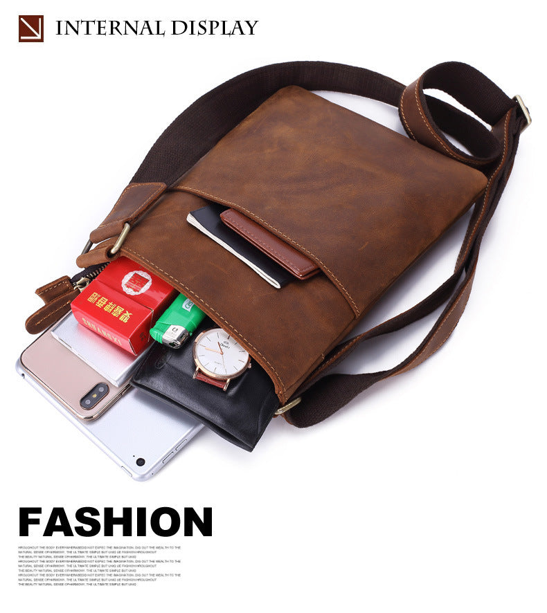 men's leather shoulder messenger bag, view 7 - MRSLM