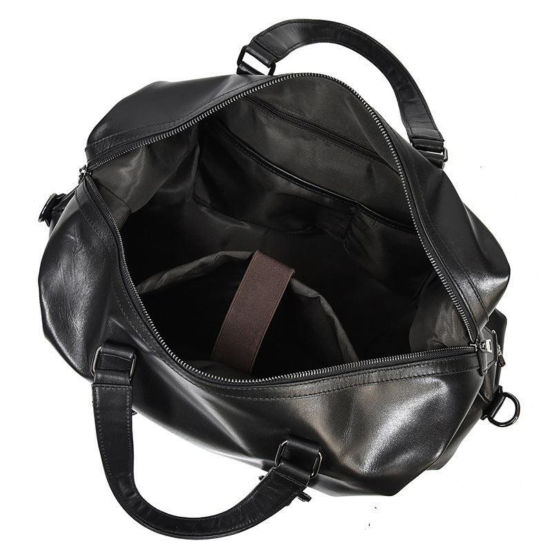 large leather gym messenger bag, view 2 - MRSLM