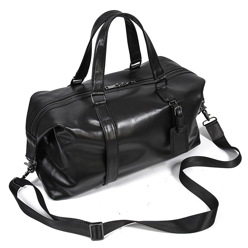 large leather gym messenger bag, view 4 - MRSLM