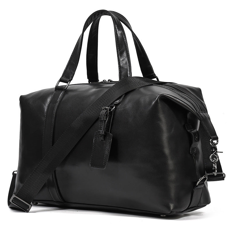 large leather gym messenger bag, view 3 - MRSLM