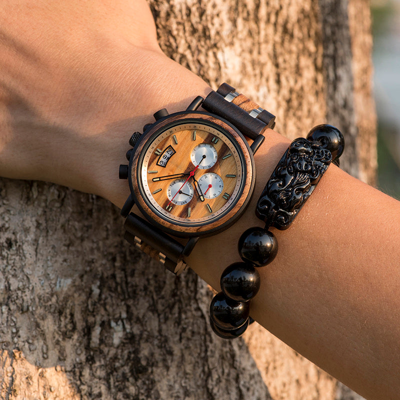 men's handmade wooden watch, view 2 - MRSLM