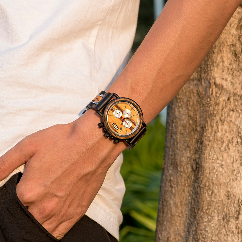 men's handmade wooden watch, view 3 - MRSLM