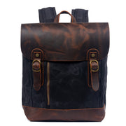 retro oil wax canvas backpack, view 5 - MRSLM