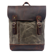 retro oil wax canvas backpack, view 7 - MRSLM