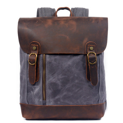 retro oil wax canvas backpack, view 6 - MRSLM