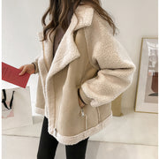 Women's faux suede sherpa-lined moto jacket, view 10 - MRSLM