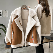 Women's faux suede sherpa-lined moto jacket, view 7 - MRSLM