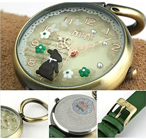 Bunny rabbit leather strap quartz watch, view 4 - MRSLM