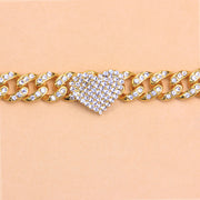 rhinestone heart cuban anklet, view 4 - MRSLM