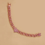 rhinestone heart cuban anklet, view 7 - MRSLM