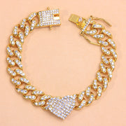 rhinestone heart cuban anklet, view 6 - MRSLM