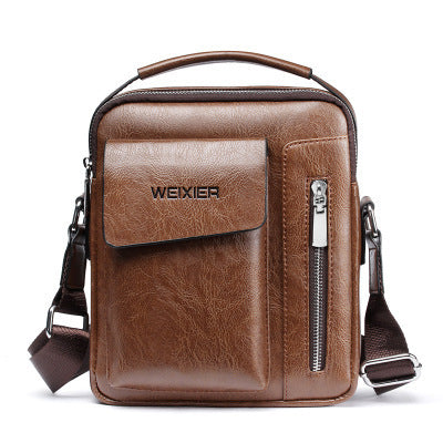 men's PU leather messenger bag, view 5 - MRSLM