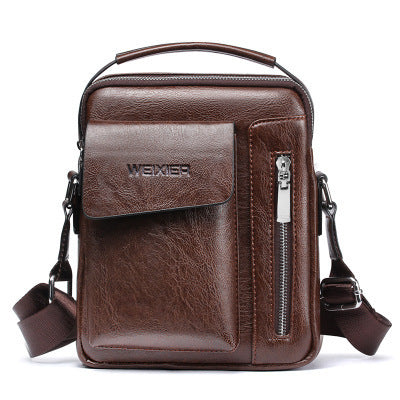 men's PU leather messenger bag, view 4 - MRSLM