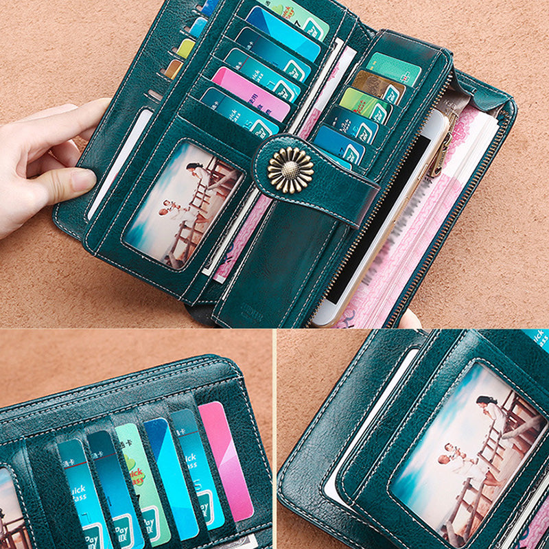 women's long leather clutch wallet - MRSLM