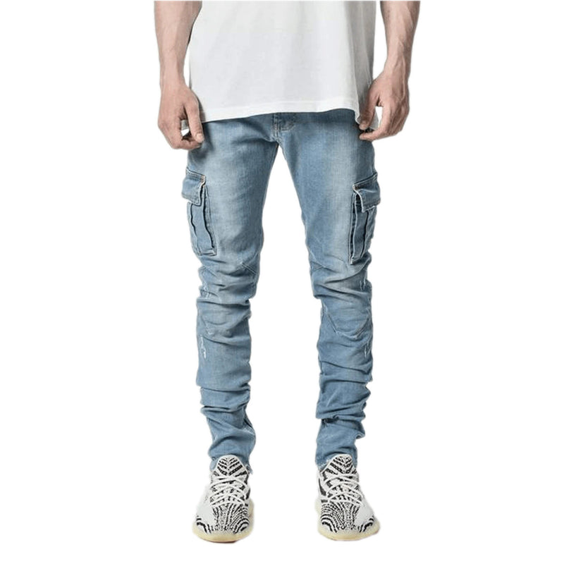 men's multi-pocket denim jeans, view 4 - MRSLM