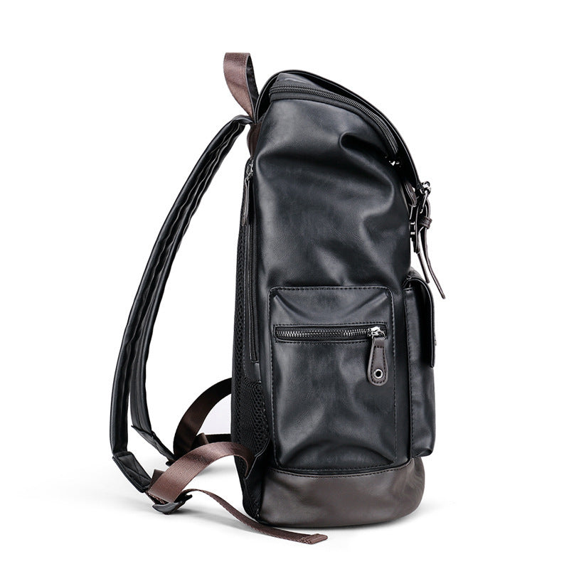 Retro PU leather backpack, view 3 - MRSLM