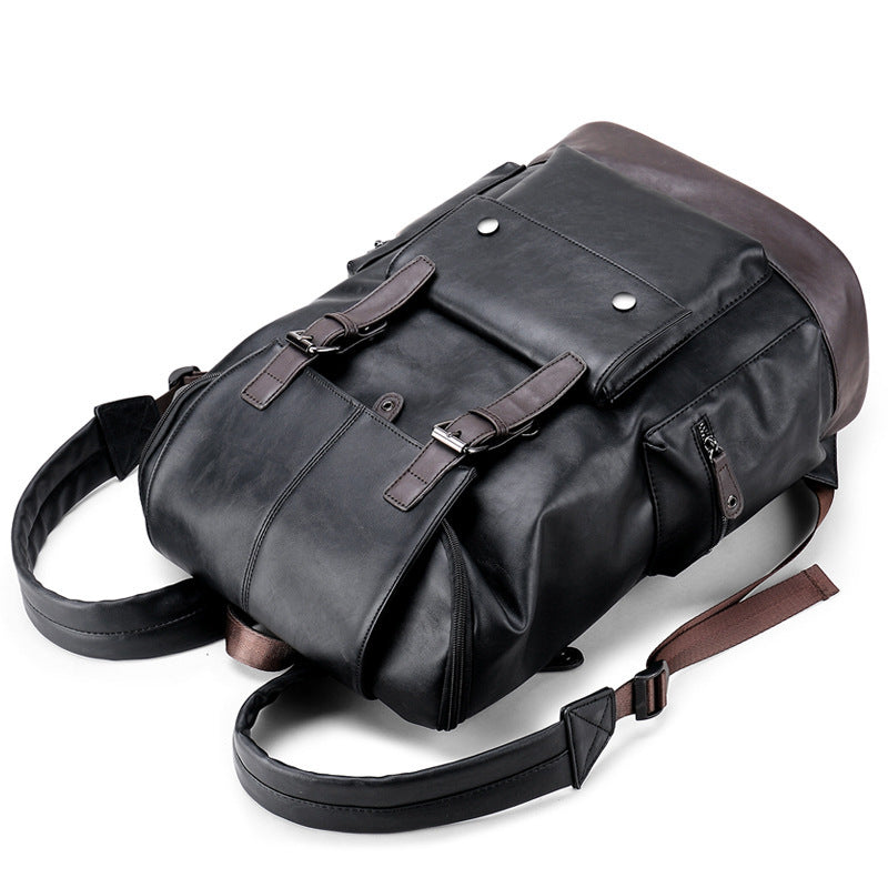 Retro PU leather backpack, view 2 - MRSLM