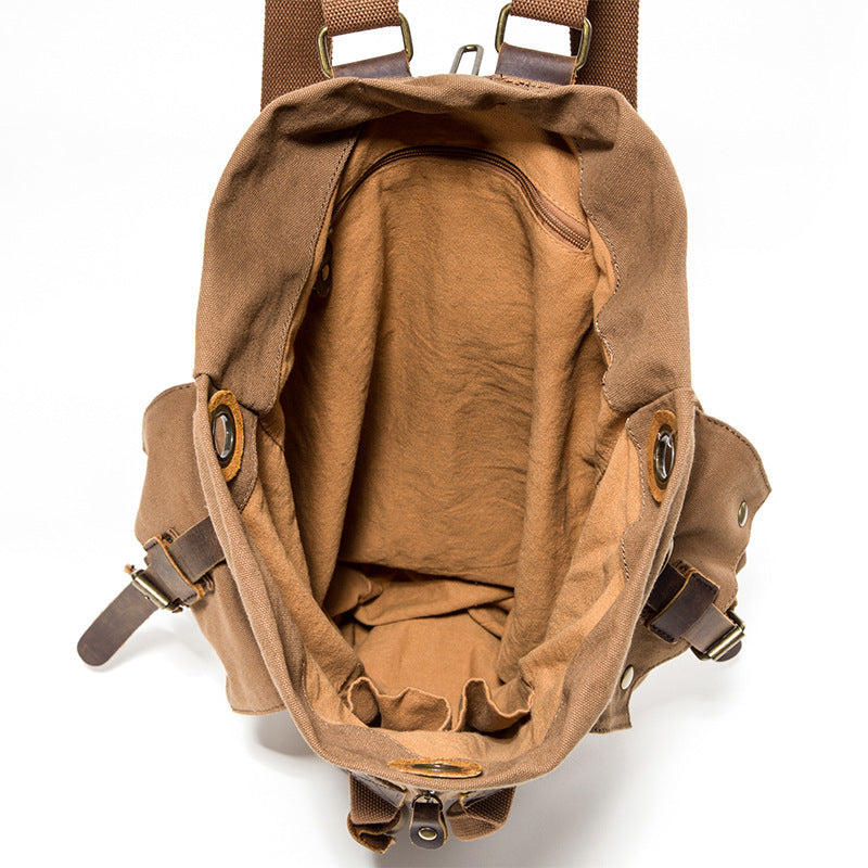 fashion travel canvas backpack, view 4 - MRSLM