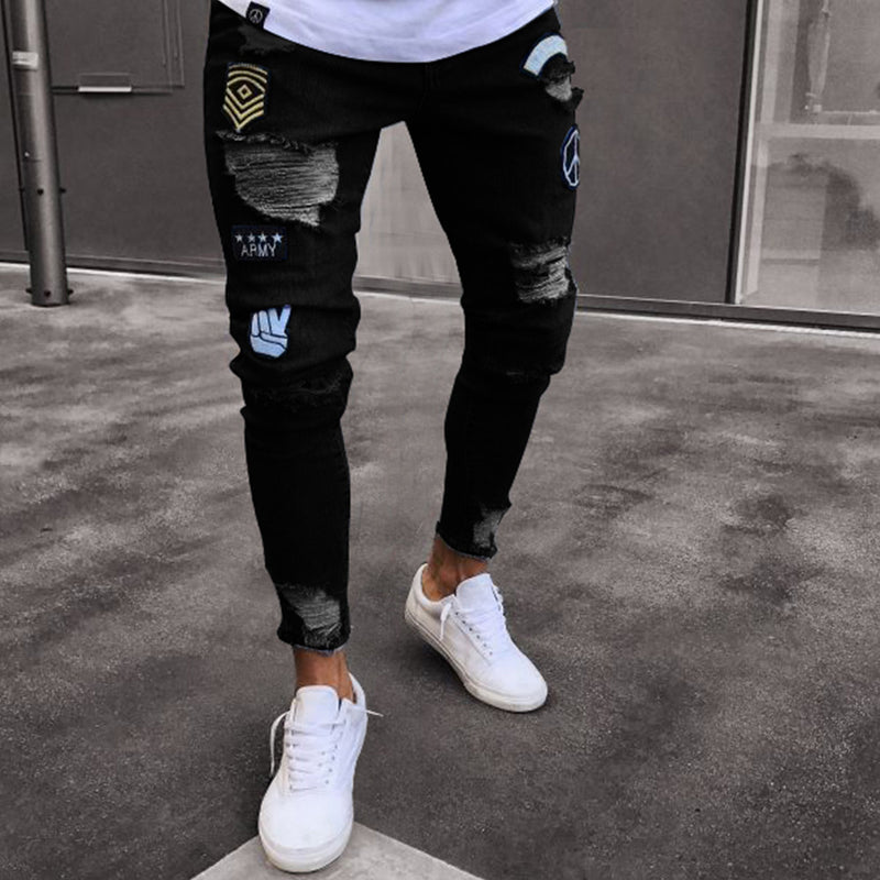 men's ripped knee ankle jeans, view 3 - MRSLM