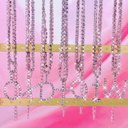 Rhinestone initial letter pendant necklace, view 2 - MRSLM
